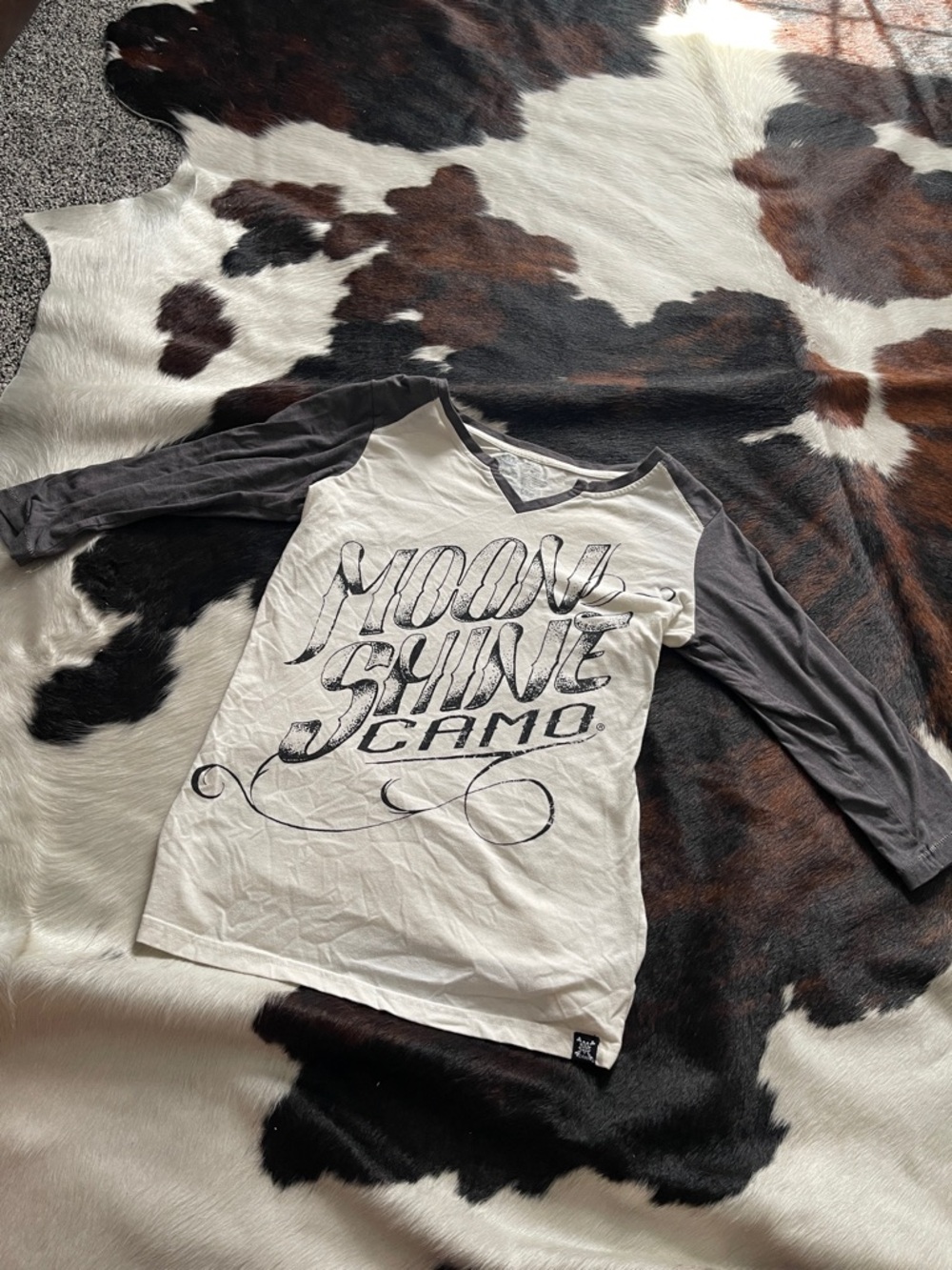 Moon Shine Camo Raglan Tee - White & Charcoal